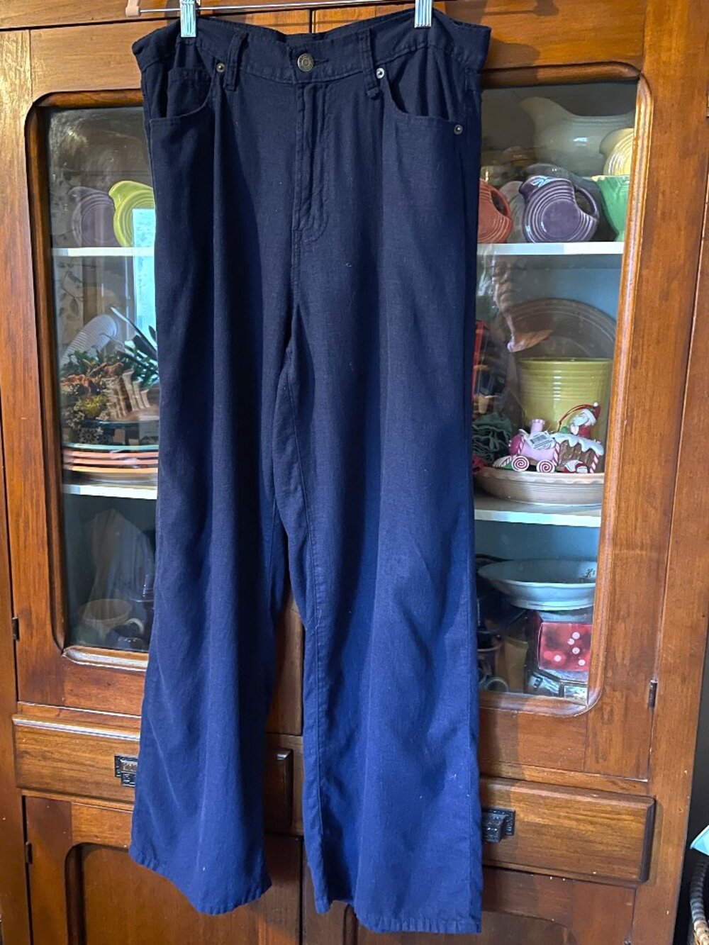 Blue GAP Linen Blend Wide-leg Pant - Size 10 - Picture 2 of 6